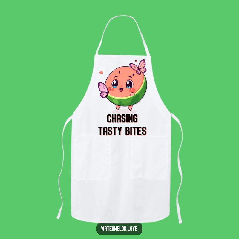 Funny Kawaii Watermelon Butterfly Chase Apron: Kitchen Fun, Great Cook Gift
