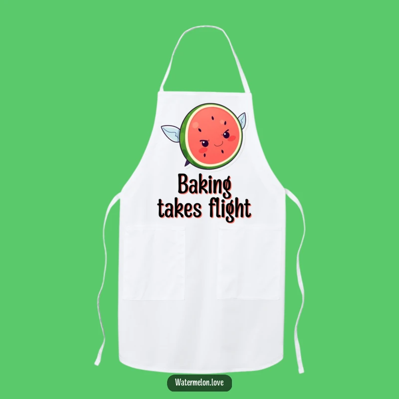 Funny Kawaii Watermelon Flying Attempt Apron: Kitchen Ambition, Great Cook Gift