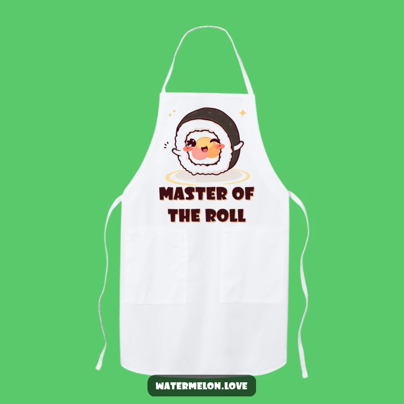 Funny Kawaii Sushi Roll Wink Apron: Cook with Playful Charm