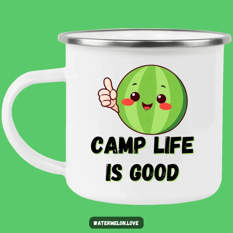 Funny Happy Watermelon Camping Mug: Thumbs-Up for Outdoor Fun