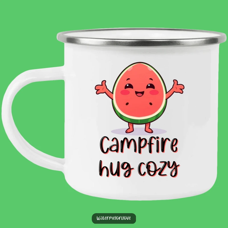 Funny Kawaii Watermelon Hug Camping Mug - Cheerful Wedge Outdoor Gift