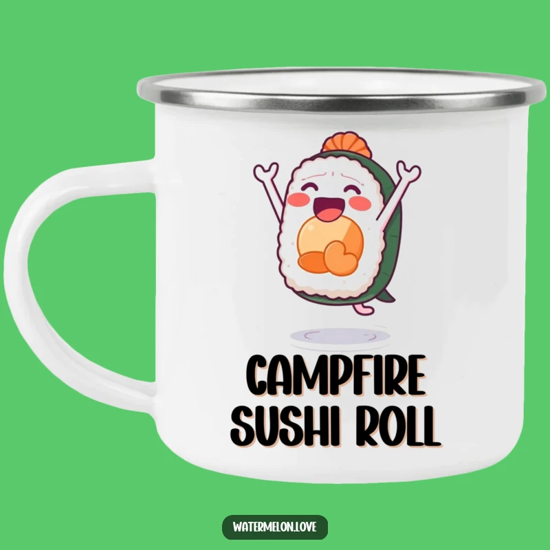 Funny Sushi Camping Mug: Leaping Adventures, Perfect Funny Gift Outdoors