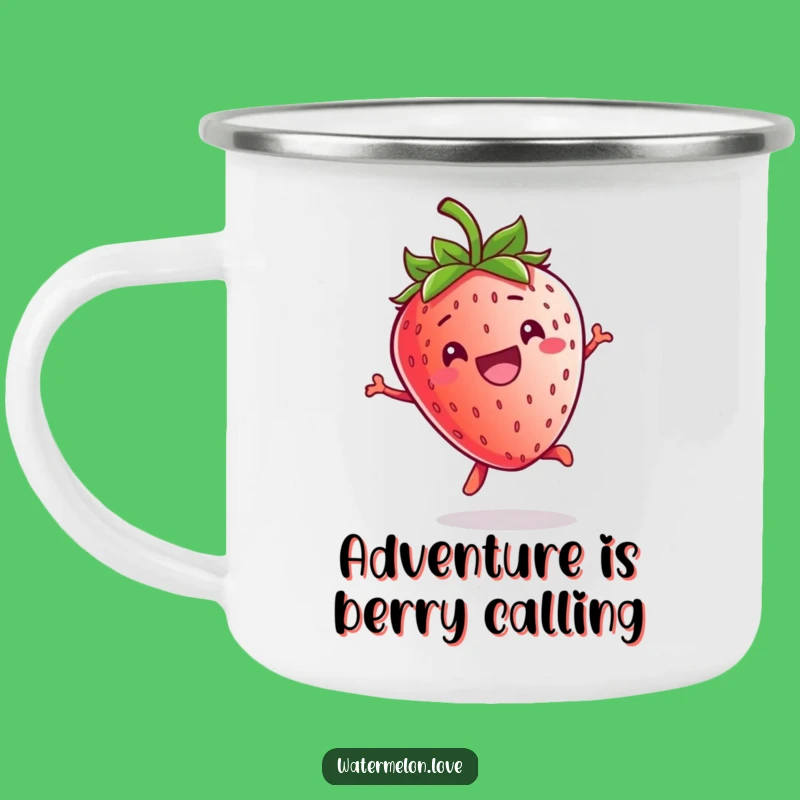Funny Kawaii Strawberry Jump Camping Mug: Adventure Fuelled by Laughter