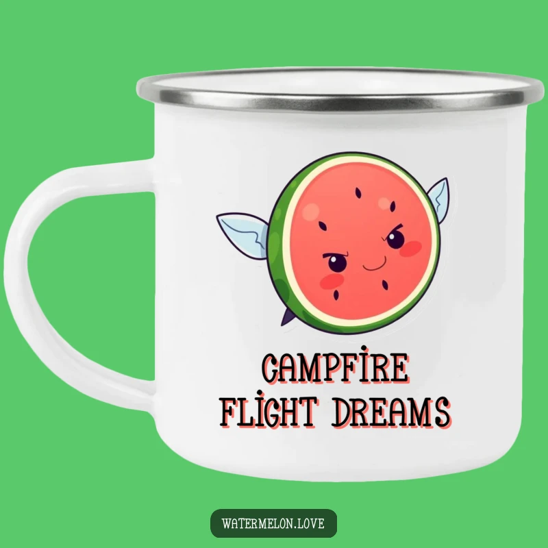 Funny Kawaii Watermelon Flying Attempt Camping Mug: Ambitious Fun, Outdoor Gift