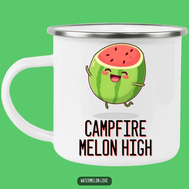 Funny Watermelon Camping Mug: Bouncing Adventure Brew, Perfect Funny Gift Outdoors