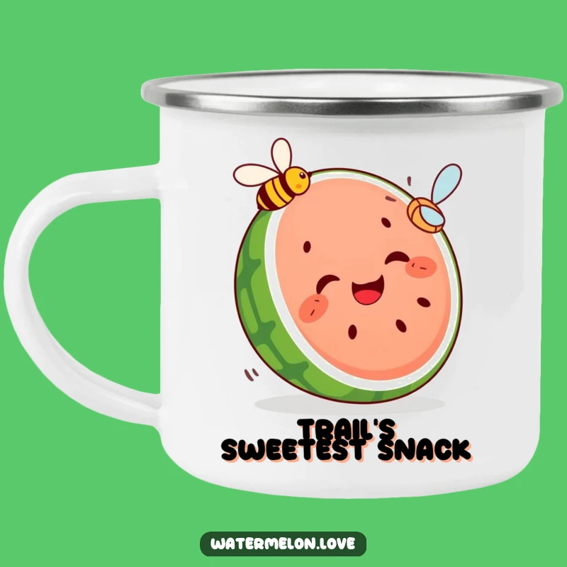 Funny Watermelon Camping Mug - Giggling Slice Chasing Bee