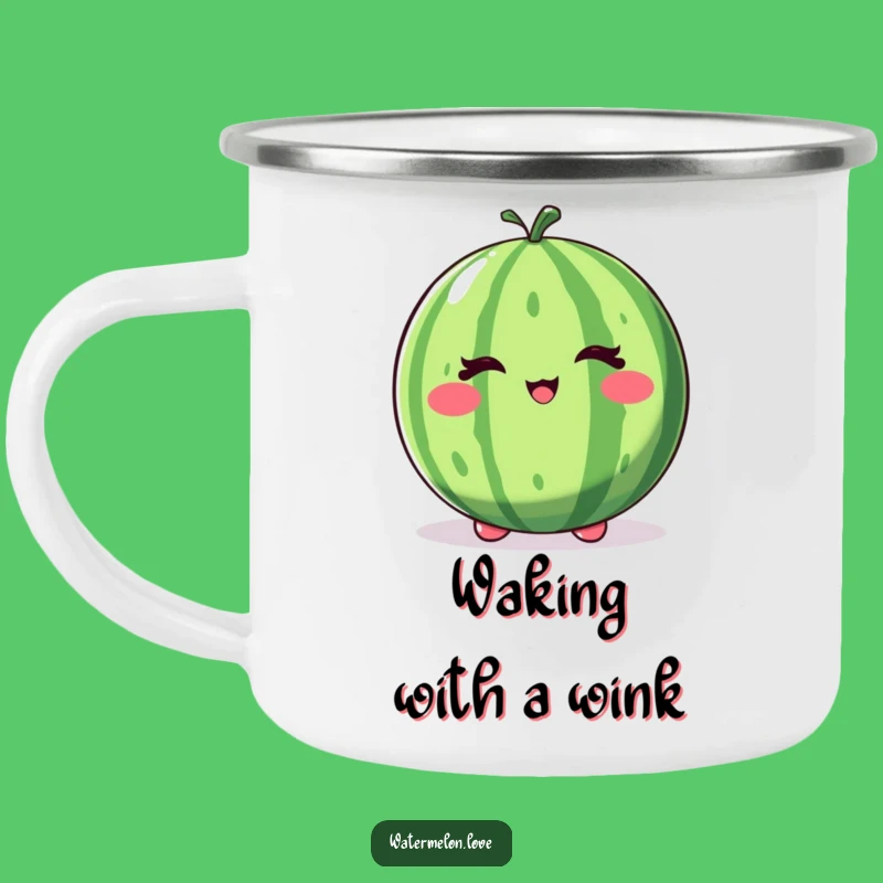 Funny Winking Watermelon Camping Mug: Playful Outdoor Companion Gift