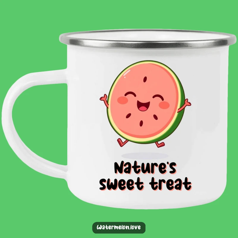 Funny Watermelon Slice Joyful Bounce Camping Mug: Adventure Fuel with Happy Vibes