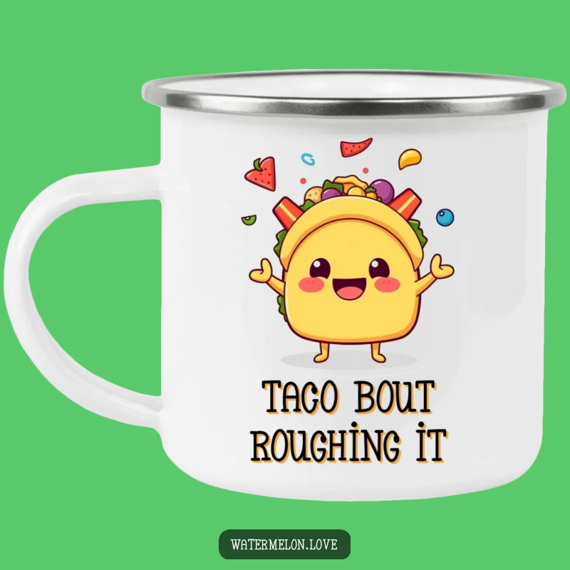 Funny Kawaii Taco Juggling Camping Mug: Adventure Fuelled by Fiesta