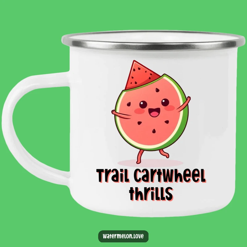 Funny Kawaii Watermelon Cartwheel Camping Mug: Slice of Fun, Outdoor Gift