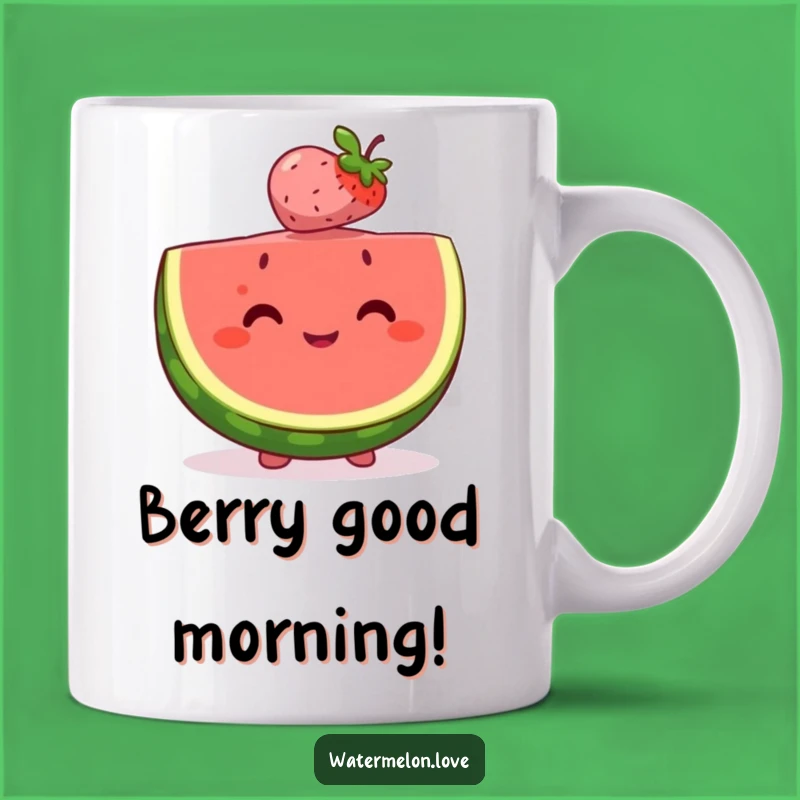 Happy Watermelon & Berry Balancing Mug - Sweet Fruit Friendship Gift - Funny