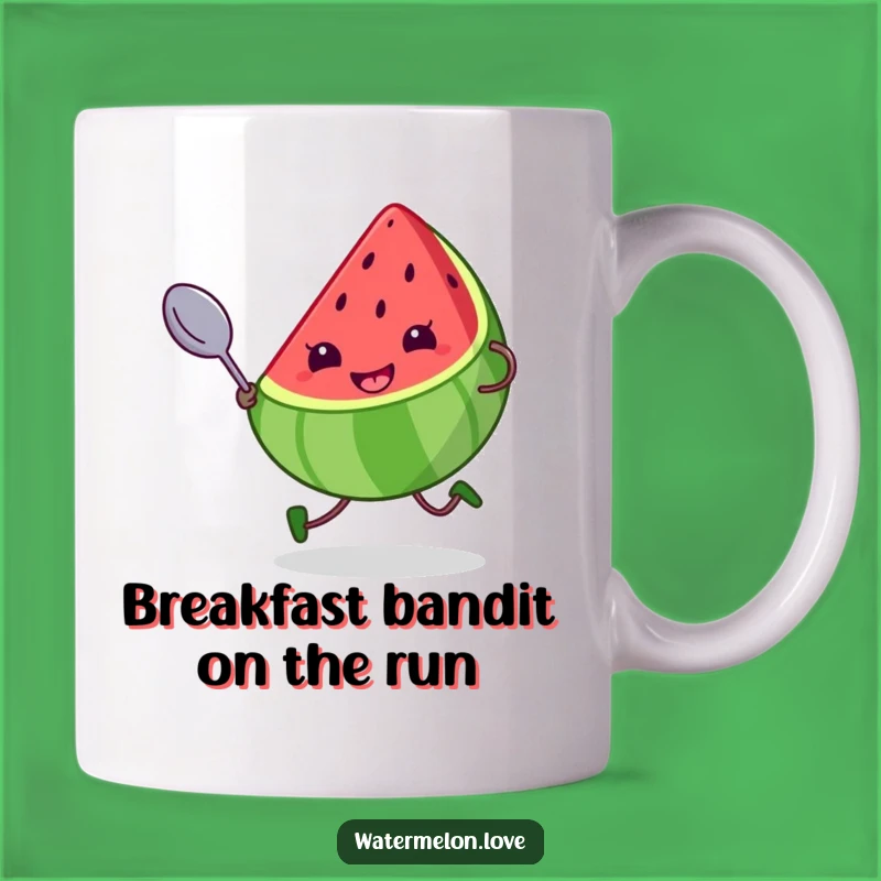 Funny Running Watermelon Mug - Cheeky Slice with Giant Spoon, Perfect Novelty Gift