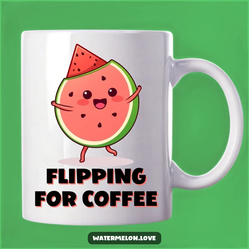 Funny Kawaii Watermelon Cartwheel Mug: Joyful Slice, Perfect Fun Gift