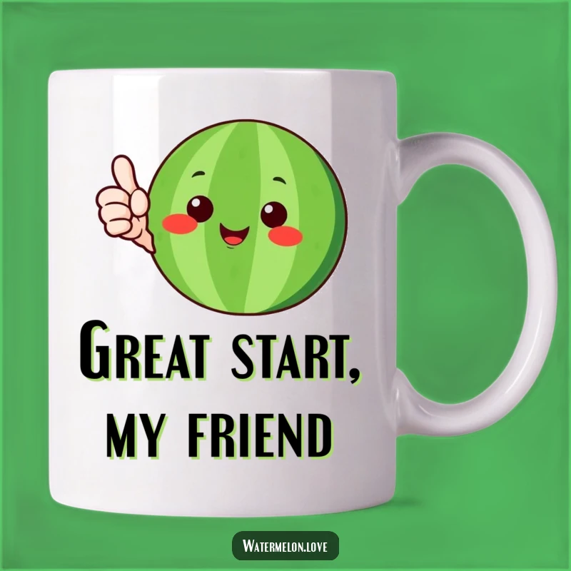 Funny Happy Watermelon Mug: Thumbs-Up Rind, Perfect Gift for a Cheerful Pal
