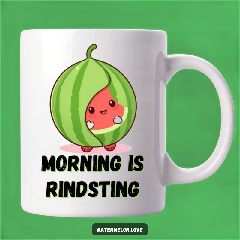 Cute Watermelon Peek-a-Boo Mug - Adorable Character Leaf Design - Funny Gift