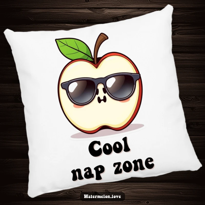 Funny Apple Slice Pillow with sunglasses, offering comfort and a touch of effortlessly cool humor.