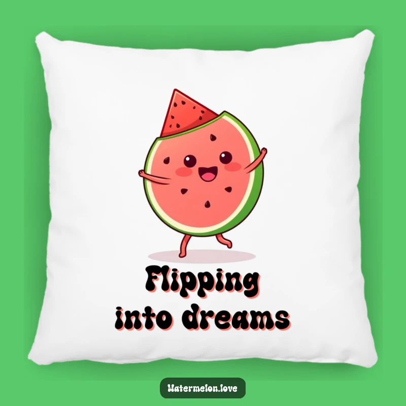 Funny Kawaii Watermelon Cartwheel Pillow: Cozy Slice, Cute Home Decor Gift