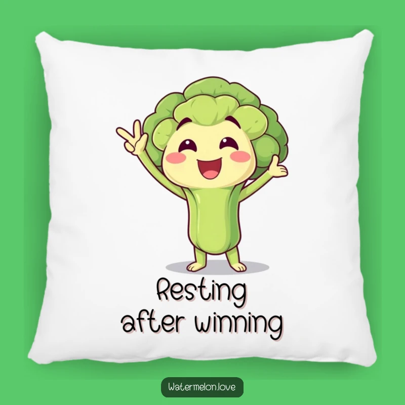 Funny Victory Broccoli Pillow: Cozy Healthy Accent, Plush Hilarious Gift!