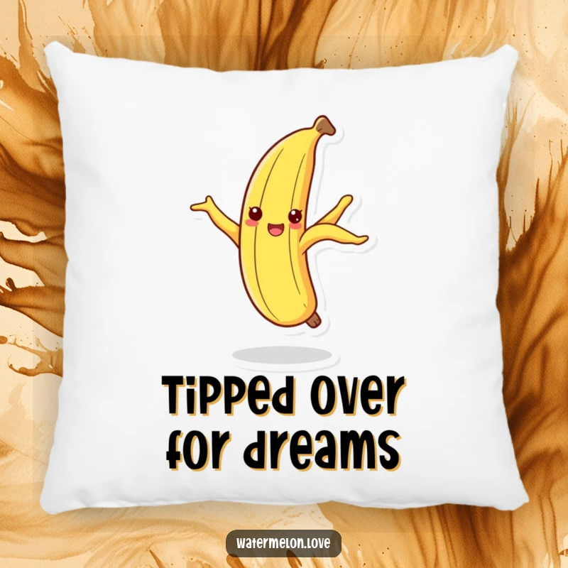Funny dancing banana peel pillow, a soft cushion featuring a cheerful fruit peel in a silly dance.
