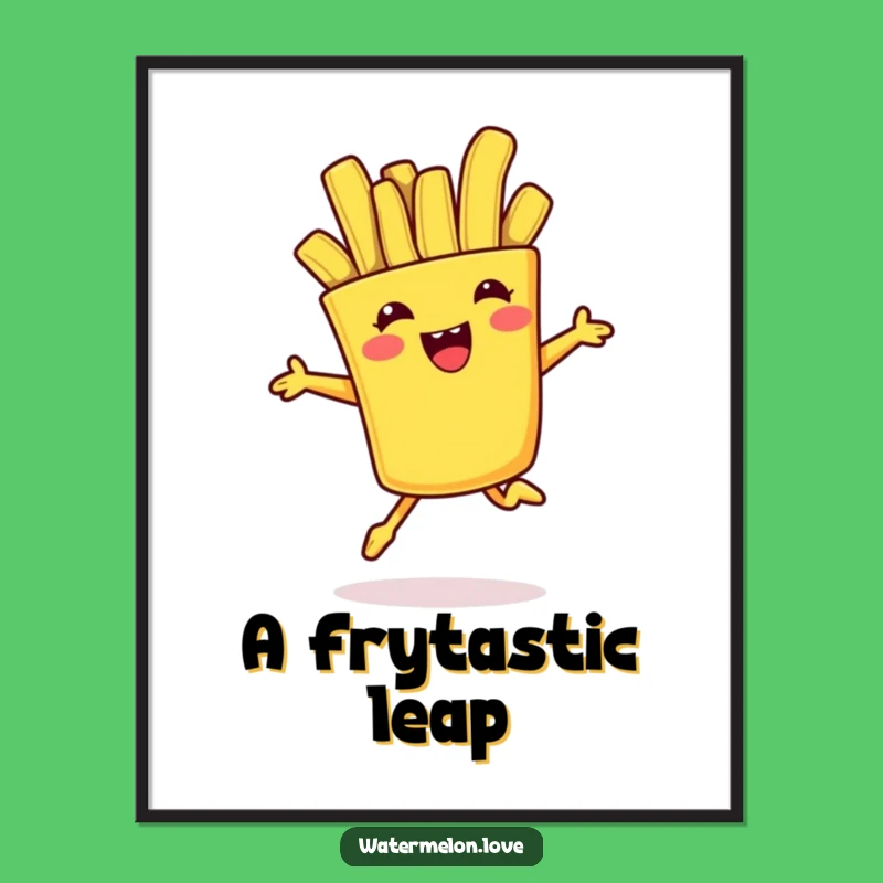 Funny French Fry Jump Digital Art - Instant Fun for Your Walls!