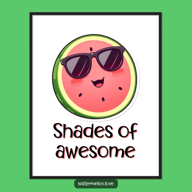 Funny Cool Watermelon Slice Digital Art: Sunglasses Style Instant Decor