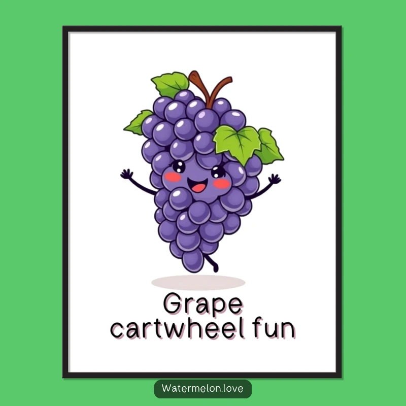 Funny Grape Cartwheel Digital Art: Instant Fun Funny Gift