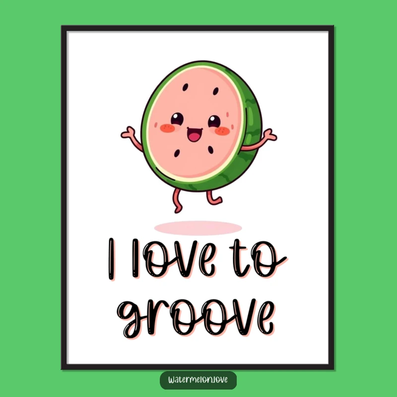 Funny Kawaii Watermelon Art Print: Hilarious Jigging Fruit for Cheerful Decor, Perfect Funny Gift