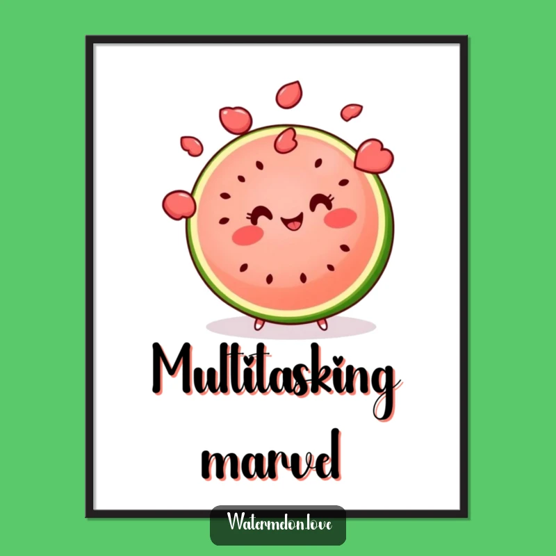 Funny Kawaii Watermelon Art Print: Hilarious Juggling Fruit for Skillful Decor, Perfect Funny Gift
