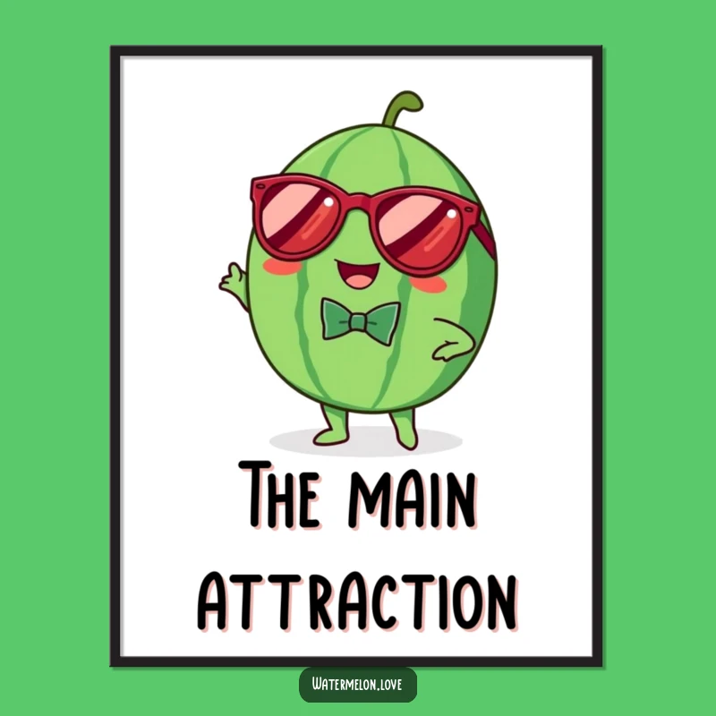 Funny Kawaii Watermelon Digital Art: Instant Dapper Decor