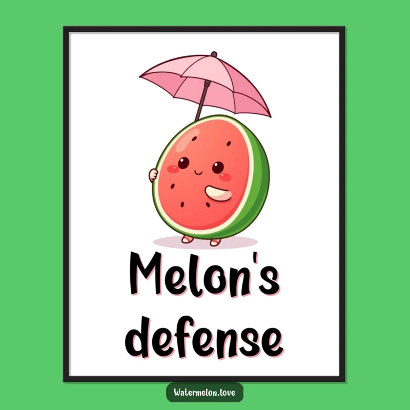 Funny Kawaii Watermelon Digital Art - Umbrella Balance - Instant Download Funny Gift