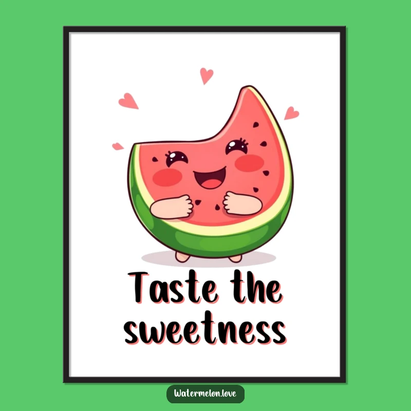 Funny Kawaii Watermelon Hug Digital Art - Instant Joyful Download!
