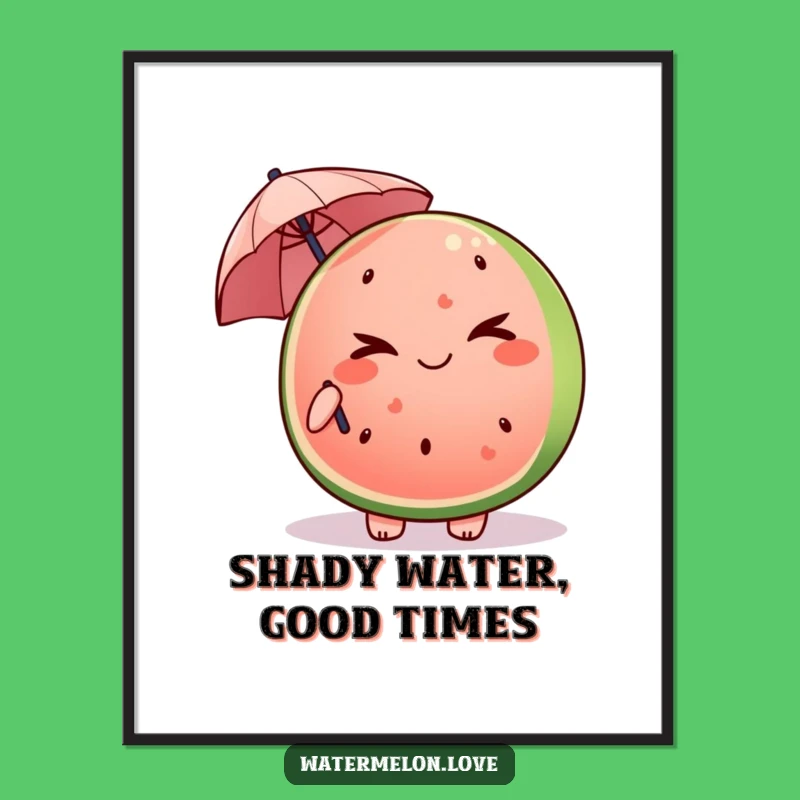 Funny Mischievous Watermelon Art Print: Wink and Charm, Unique Funny Gift