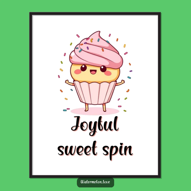Funny Spinning Cupcake Digital Print: Dessert Art, Instant Hilarious Gift!