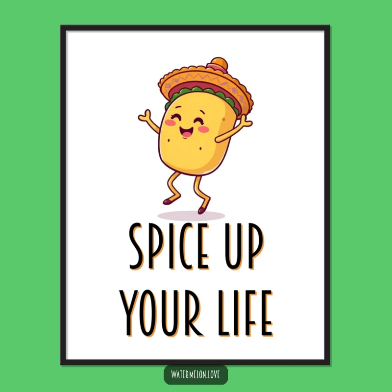 Funny Taco Dancer Digital Art: Instant Fiesta Wall Decor