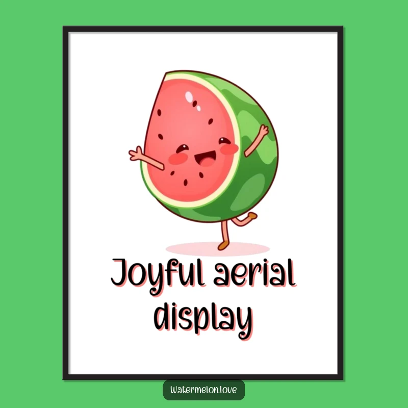 Funny Watermelon Cartwheel Digital Art Print: Instant Joyful Fruit Decor Gift