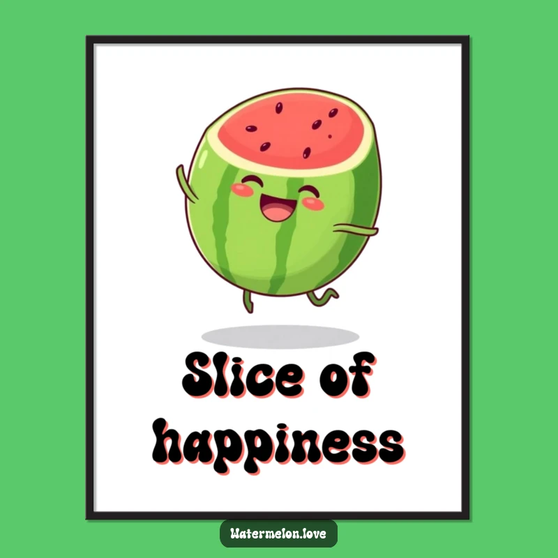 Funny Watermelon Digital Art: Bouncing Joyful Slice, Instant Funny Gift for Walls