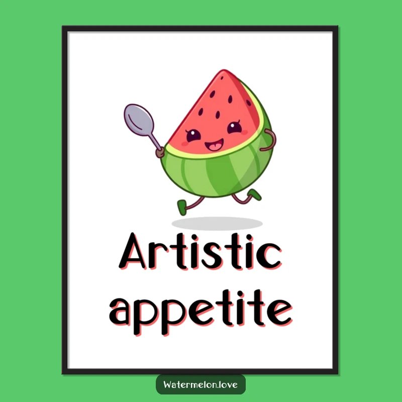 Funny Watermelon Digital Print - Cheeky Slice Runner, Instant Humorous Wall Art Download