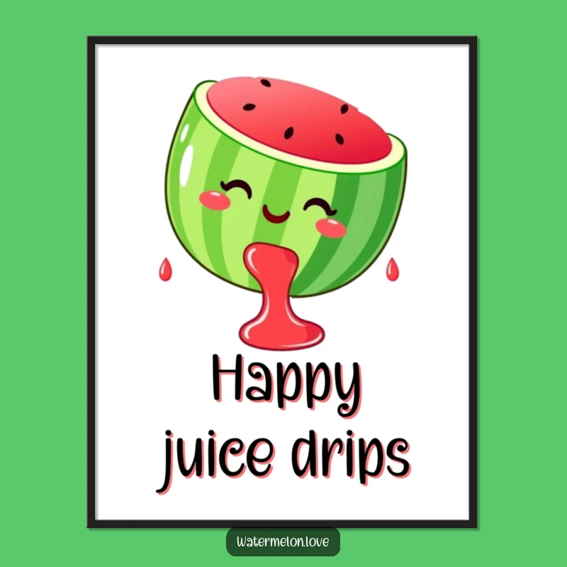 Funny Watermelon Juice Digital Art: Happy Dripping & Sweet Decor