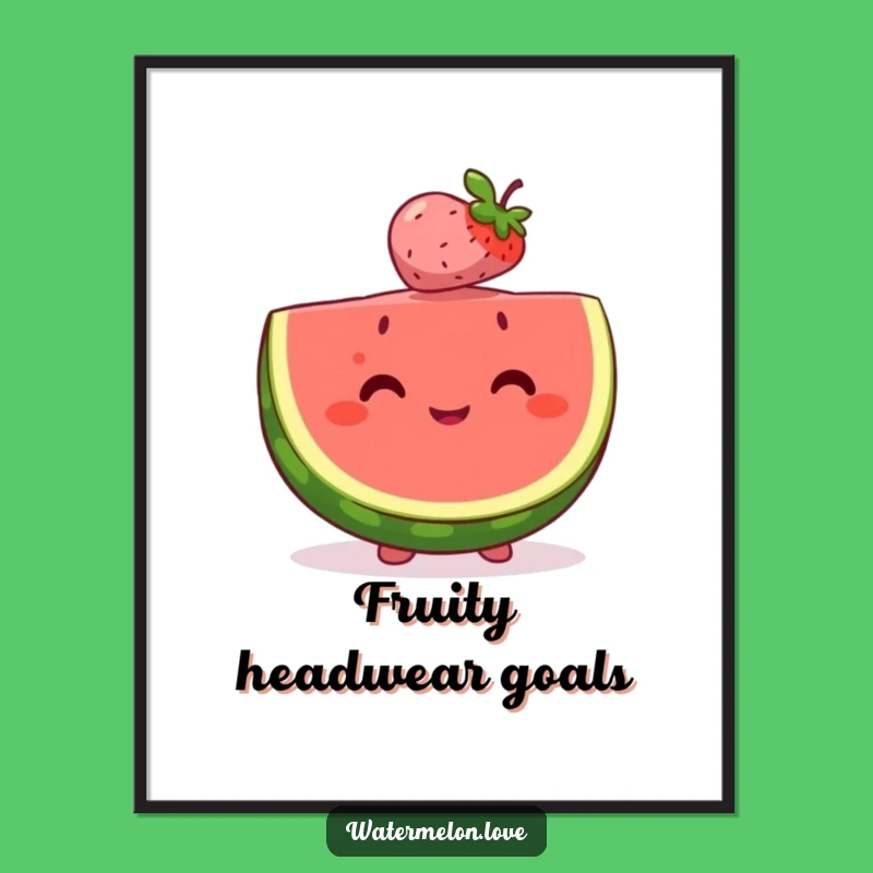 Happy Watermelon & Berry Balancing Digital Art - Cute Fruit Friendship Download - Funny