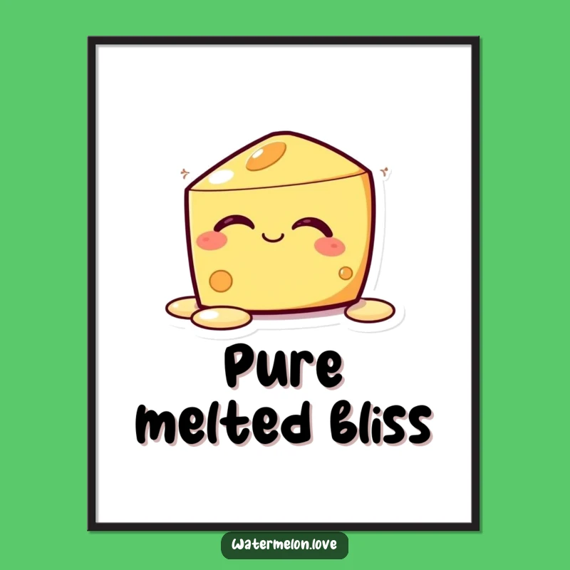 Funny Kawaii Melting Cheese Digital Art: Instant Bliss for Your Walls