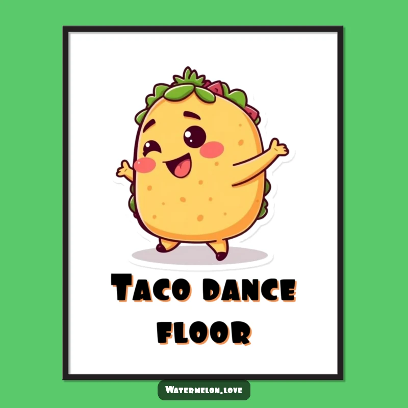 Funny Taco Digital Art: Dancing Fiesta, Instant Funny Gift for Walls