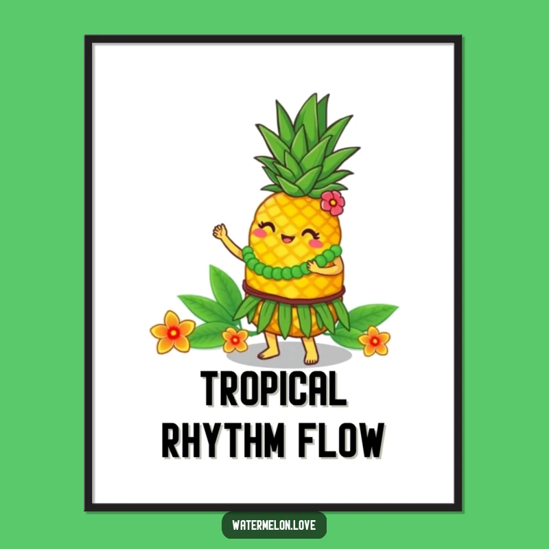 Funny Hula Pineapple Digital Print: Tropical Dancer Art, Instant Hilarious Gift!