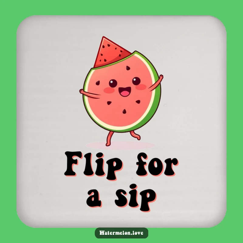 Funny Kawaii Watermelon Cartwheel Coaster: Fruity Protection, Humorous Gift