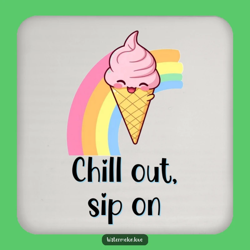 Funny Ice Cream Rainbow Coaster Set: Protect Surfaces with Sweet Style