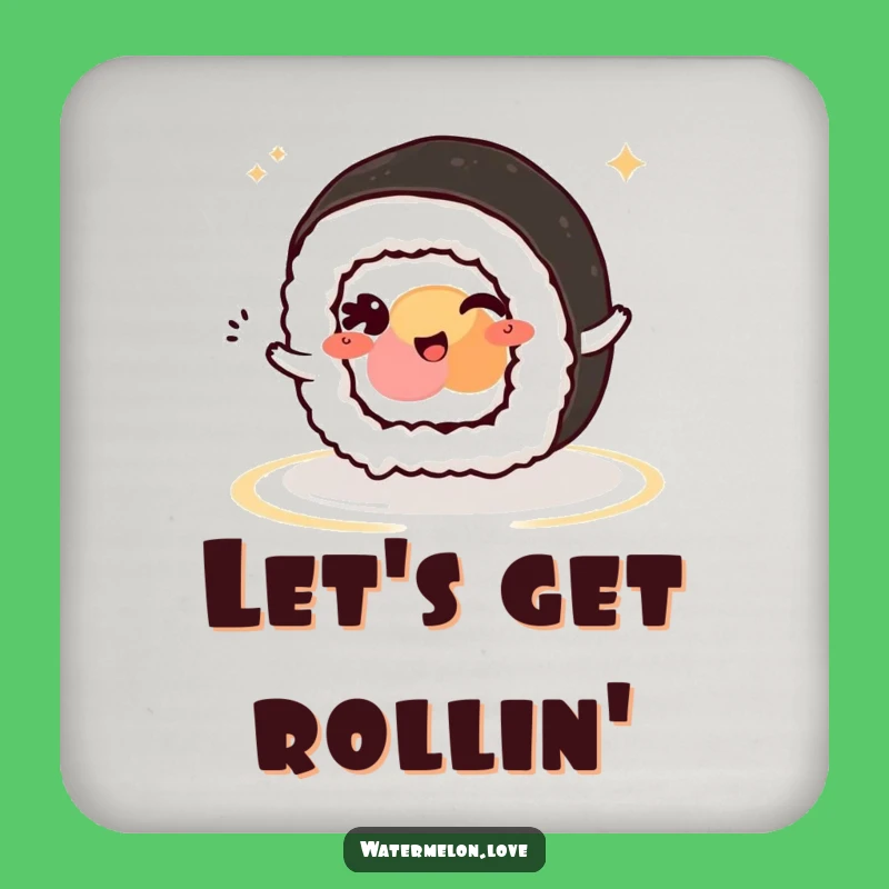 Funny Kawaii Sushi Roll Wink Coaster: Protect Surfaces with Playful Flair