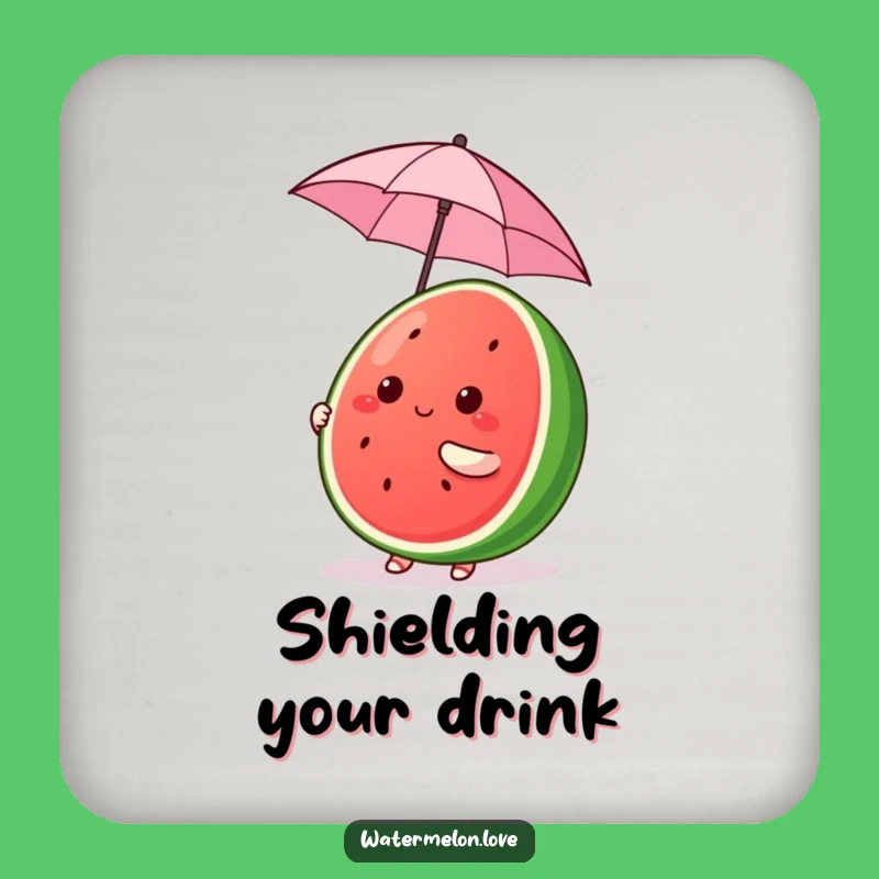 Funny Kawaii Watermelon Coasters - Umbrella Balance - Protect Surfaces Funny Gift