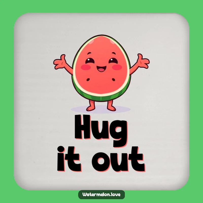 Funny Kawaii Watermelon Hug Coaster - Cheerful Wedge Drink Protection Gift