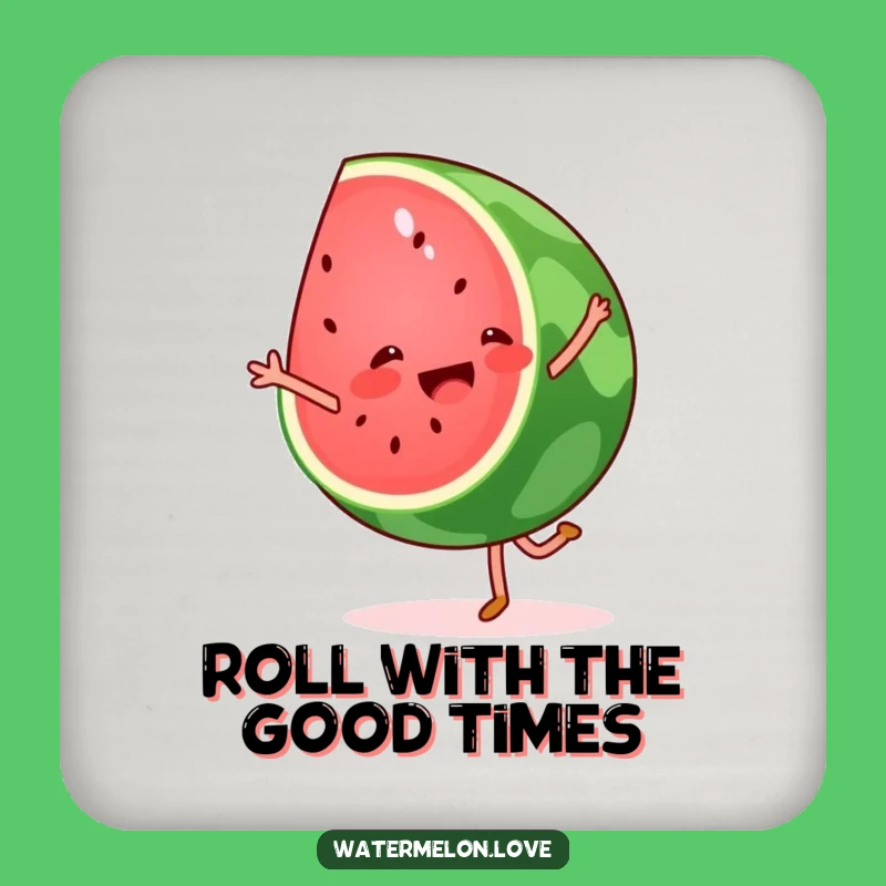Funny Watermelon Cartwheel Drink Coaster: Protect Surfaces with Fruity Fun Gift