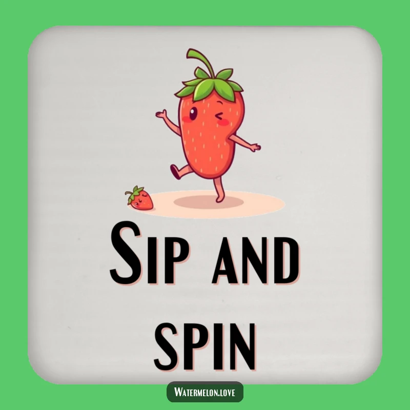 Funny Strawberry Coaster: Cartwheel Protection, Charming Funny Gift for Tables