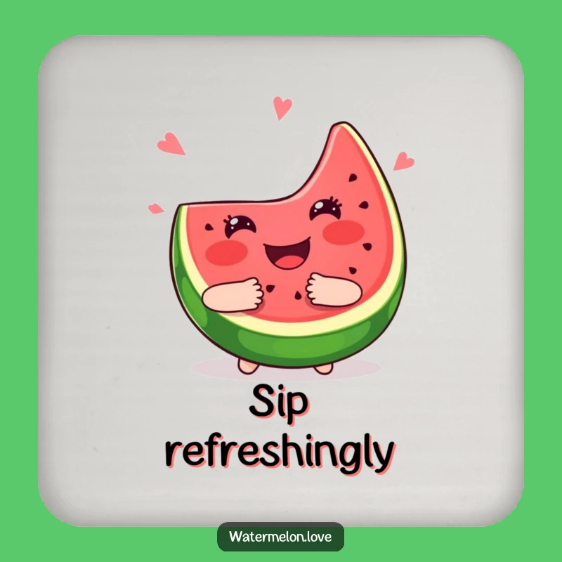 Funny Kawaii Watermelon Hug Coaster Set - Protect Surfaces with Fruitful Fun!